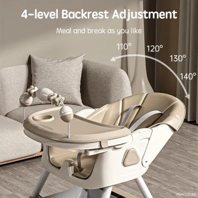 Chaise haute bébé à roulettes avec bavoir et bol – image 3
