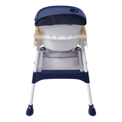 Chaise haute bébé bleue à double plateau – image 3