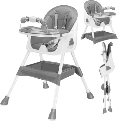 Chaise haute bébé pliable 3 en 1 à double plateau