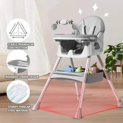 Chaise haute bébé pliable 3 en 1 à double plateau – image 3