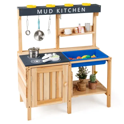 Cuisine de jeu d'extérieur en bois avec évier
