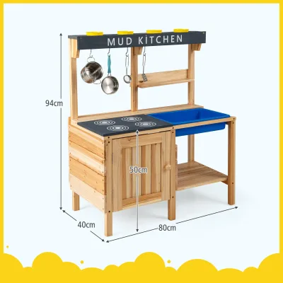 Cuisine de jeu d'extérieur en bois avec évier – image 3