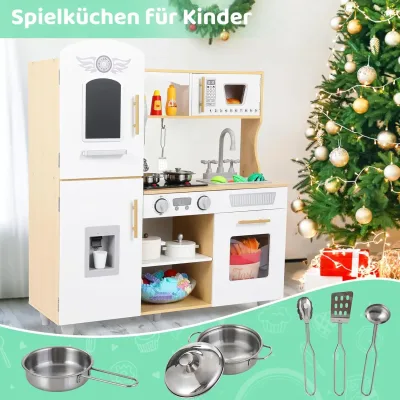 Cuisine de jeu en bois blanche avec lumières et sons – image 2