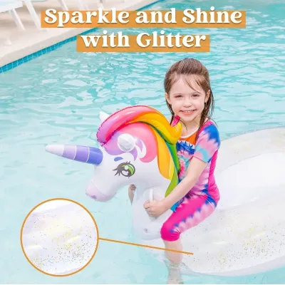 Flotteur licorne gonflable à paillettes – image 2