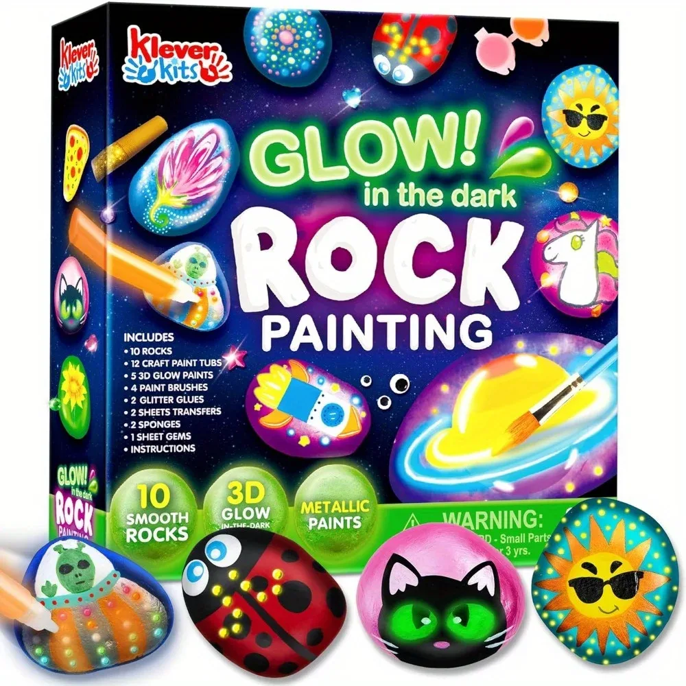 Kit de peinture sur roches qui brillent dans le noir