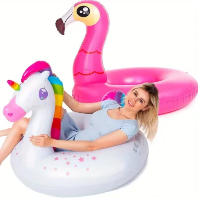 Lot de 2 flotteurs gonflables flamant et licorne