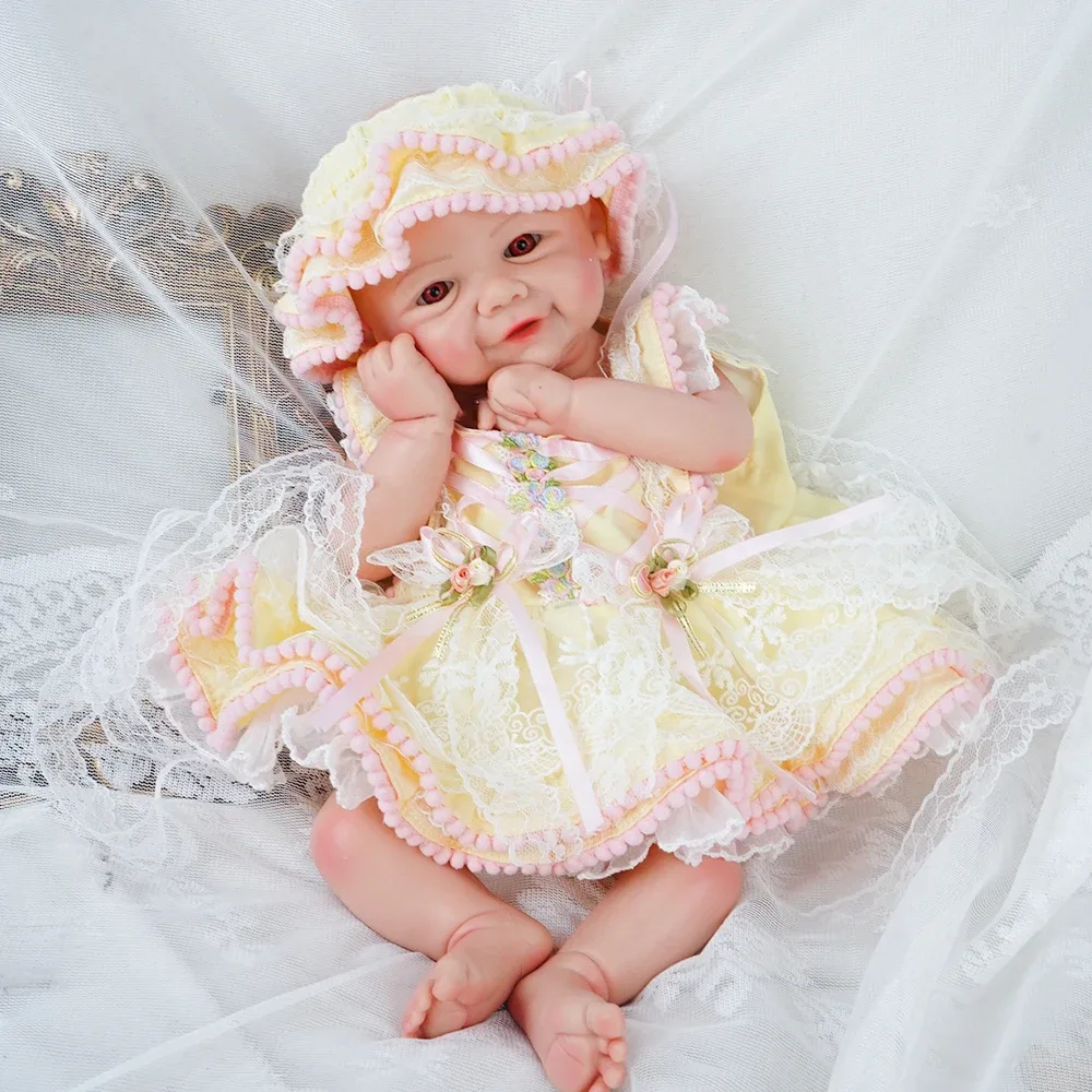 Poupée bébé fille en silicone, corps complet