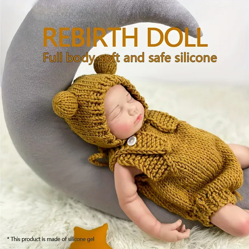 Poupée reborn en silicone, yeux fermés, 48 cm