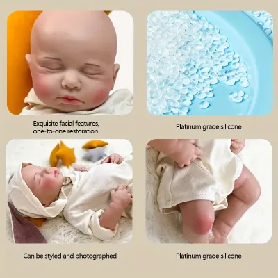Poupée reborn en silicone, yeux fermés, 48 cm – image 3