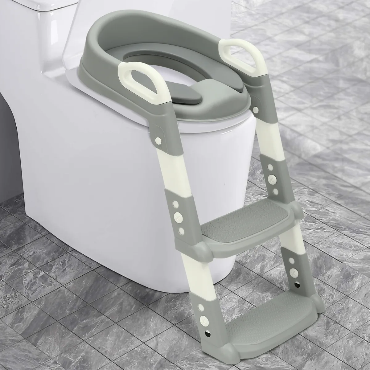 Réducteur de toilette avec marches pliable, 2 à 7 ans