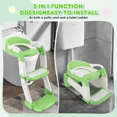 Réducteur de toilettes 3-en-1 avec marches – image 2