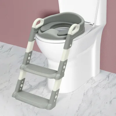 Réducteur de toilettes avec marches, gris – image 2