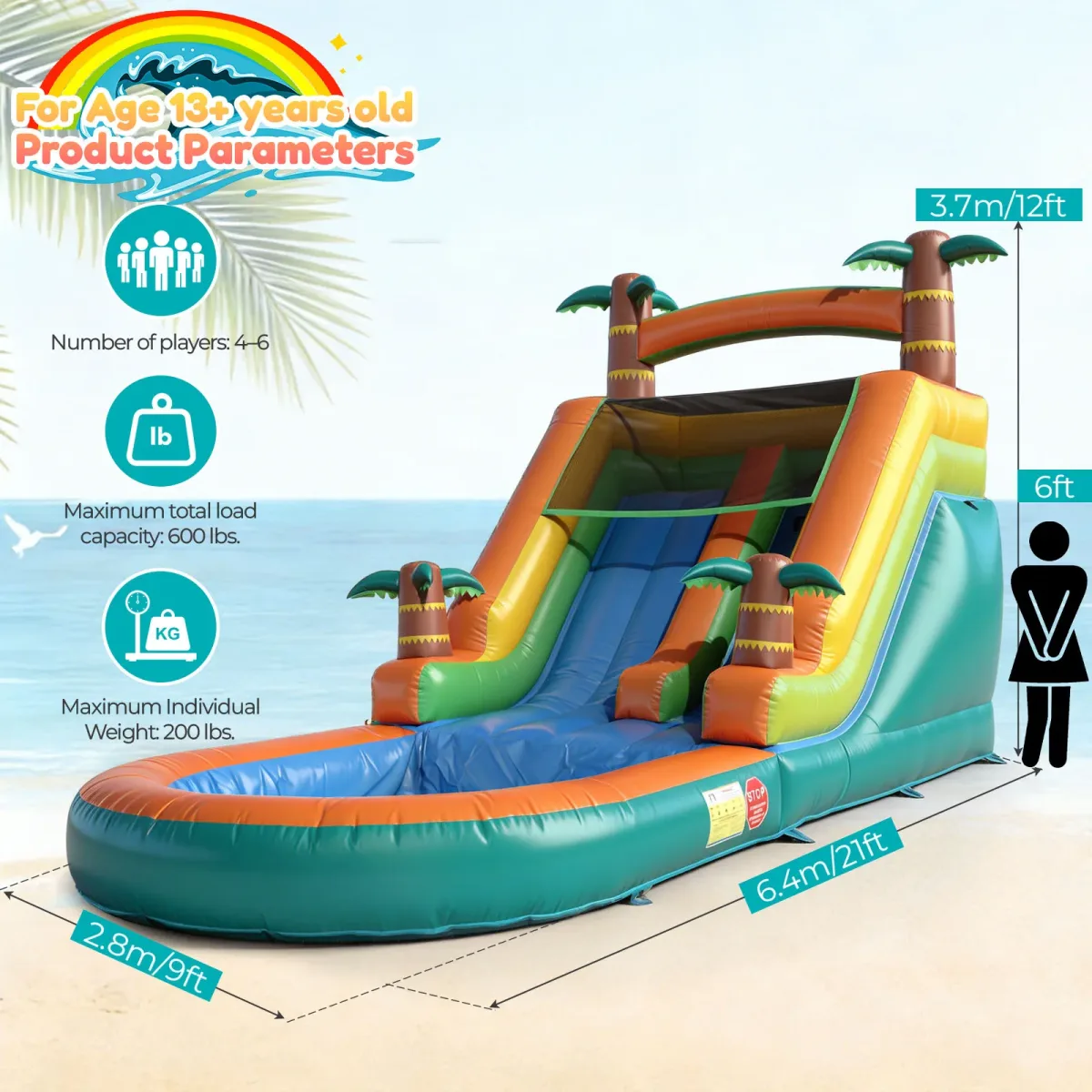 Structure gonflable avec toboggan aquatique